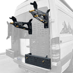 Tokul Racks double Panel Bike Rack with Extra Special Basket on van rear door