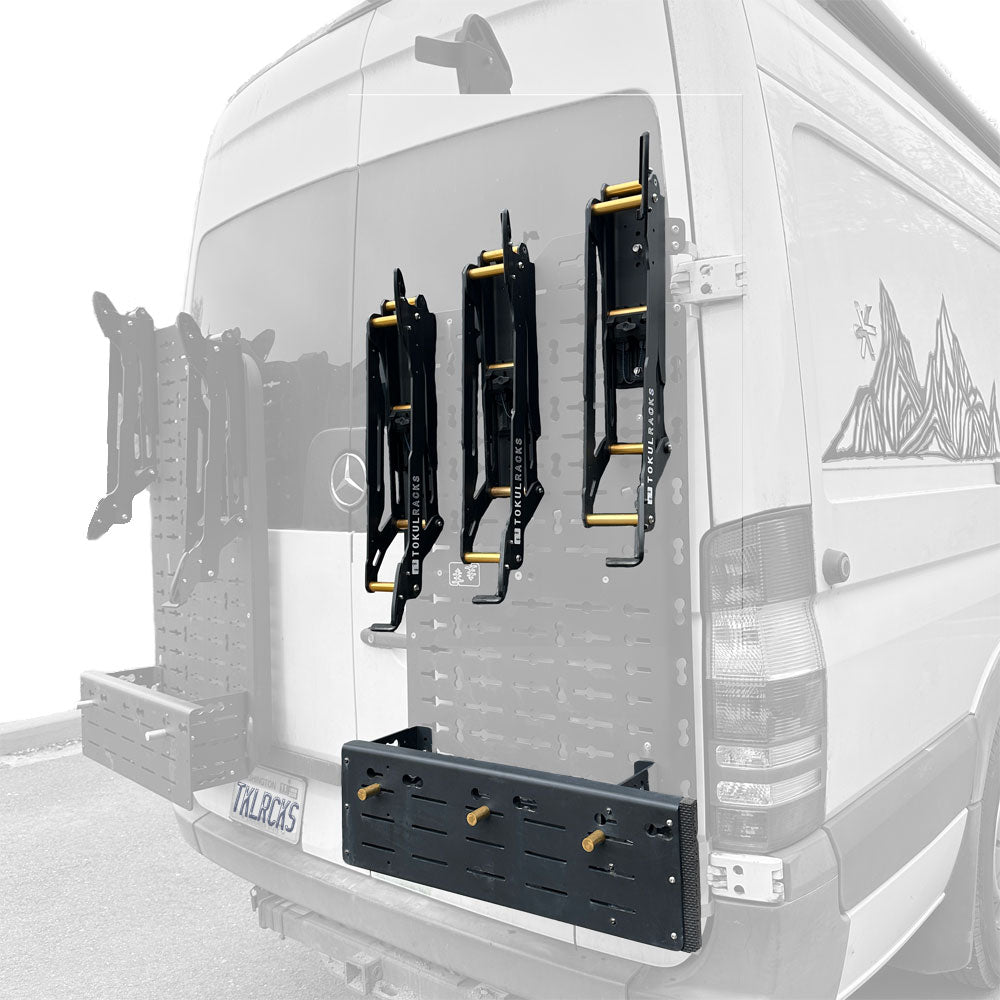 Tokul Racks triple Panel Bike Rack collapsed flat with Extra Special Basket
