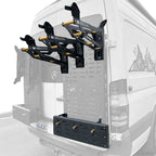 Tokul Racks triple Panel Bike Rack with Extra Special Basket on van rear door