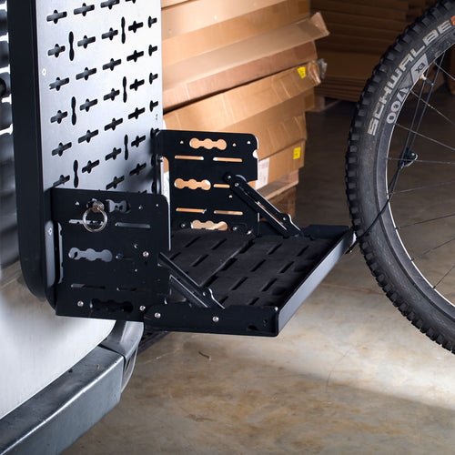 Tokul Racks Extra Special Basket in down position securing mountain bike rear tire