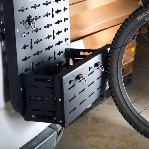 Tokul Racks Extra Special Basket in up position securing mountain bike rear tire